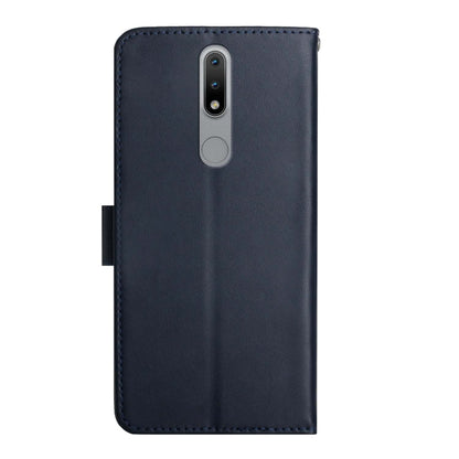 For Nokia 2.4 Genuine Leather Fingerprint-proof Horizontal Flip Phone Case(Blue) - Nokia Cases by buy2fix | Online Shopping UK | buy2fix