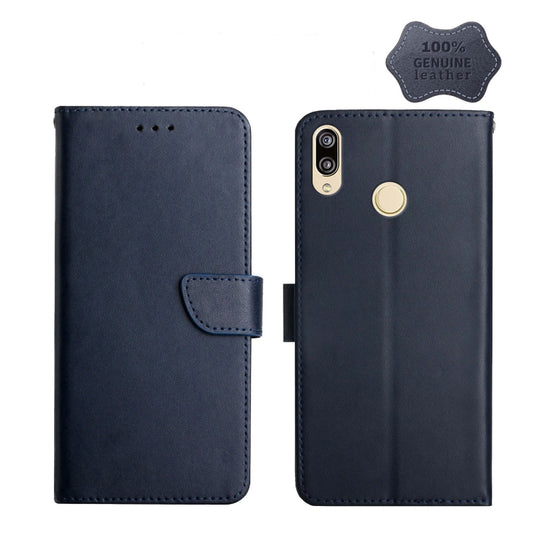 For Huawei P20 Lite Genuine Leather Fingerprint-proof Horizontal Flip Phone Case(Blue) - Huawei Cases by buy2fix | Online Shopping UK | buy2fix