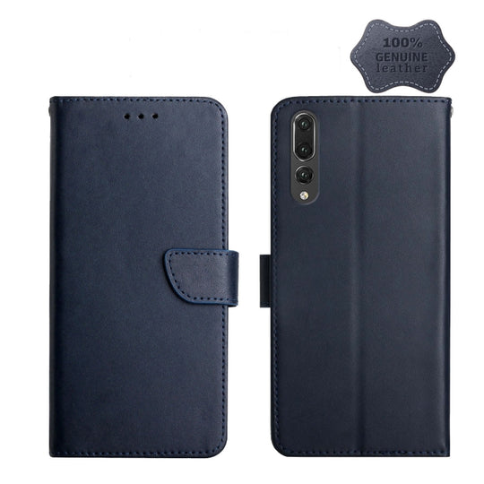 For Huawei P20 Pro Genuine Leather Fingerprint-proof Horizontal Flip Phone Case(Blue)