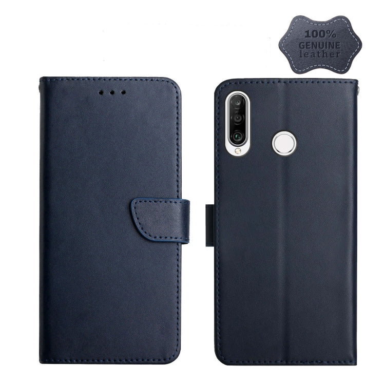 For Huawei P30 Lite Genuine Leather Fingerprint-proof Horizontal Flip Phone Case(Blue) - Huawei Cases by buy2fix | Online Shopping UK | buy2fix