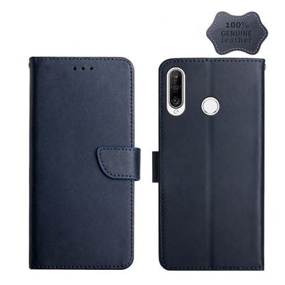 For Huawei P30 Lite Genuine Leather Fingerprint-proof Horizontal Flip Phone Case(Blue) - Huawei Cases by buy2fix | Online Shopping UK | buy2fix
