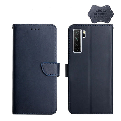 For Huawei P40 Lite 5G Genuine Leather Fingerprint-proof Horizontal Flip Phone Case(Blue) - Huawei Cases by buy2fix | Online Shopping UK | buy2fix