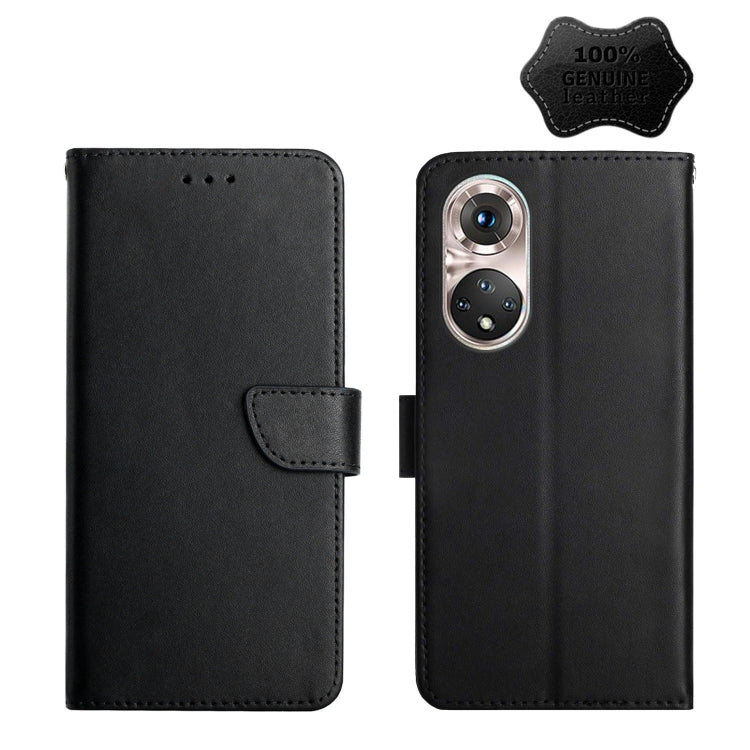 For Huawei P50 Genuine Leather Fingerprint-proof Horizontal Flip Phone Case(Black) - Huawei Cases by buy2fix | Online Shopping UK | buy2fix