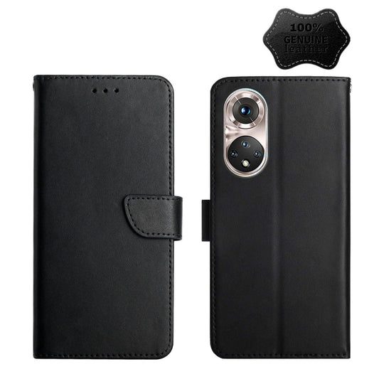 For Huawei P50 Genuine Leather Fingerprint-proof Horizontal Flip Phone Case(Black) - Huawei Cases by buy2fix | Online Shopping UK | buy2fix