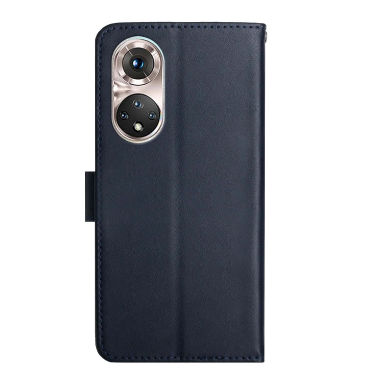 For Huawei P50 Genuine Leather Fingerprint-proof Horizontal Flip Phone Case(Blue) - Huawei Cases by buy2fix | Online Shopping UK | buy2fix
