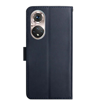 For Huawei P50 Genuine Leather Fingerprint-proof Horizontal Flip Phone Case(Blue) - Huawei Cases by buy2fix | Online Shopping UK | buy2fix