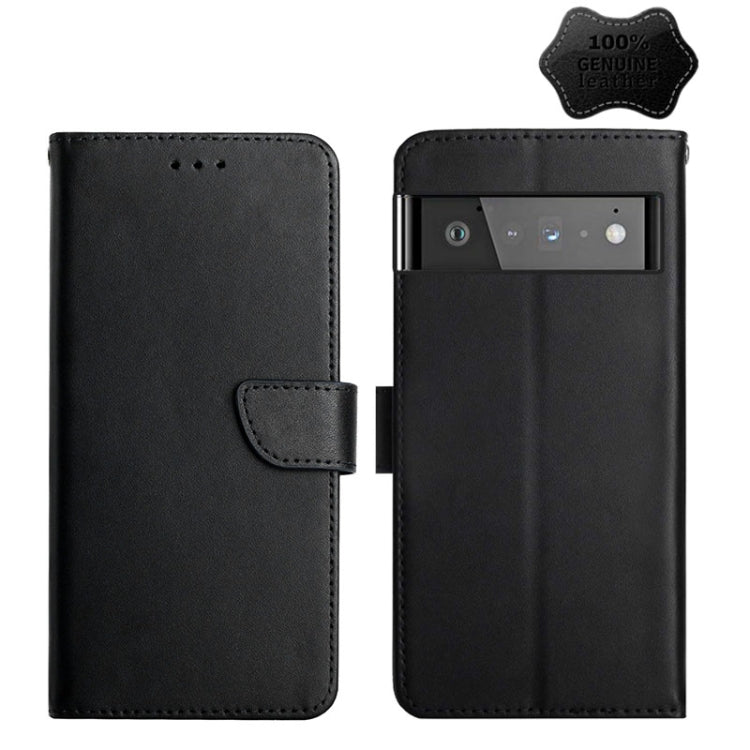 For Google Pixel 6 Pro Genuine Leather Fingerprint-proof Horizontal Flip Phone Case(Black) - Google Cases by buy2fix | Online Shopping UK | buy2fix