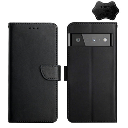 For Google Pixel 6 Pro Genuine Leather Fingerprint-proof Horizontal Flip Phone Case(Black) - Google Cases by buy2fix | Online Shopping UK | buy2fix