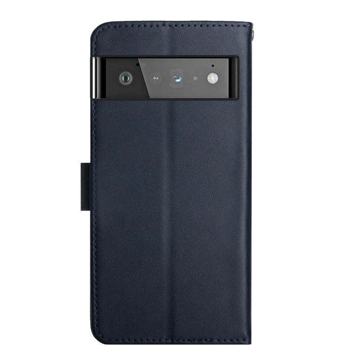 For Google Pixel 6 Pro Genuine Leather Fingerprint-proof Horizontal Flip Phone Case(Blue) - Google Cases by buy2fix | Online Shopping UK | buy2fix