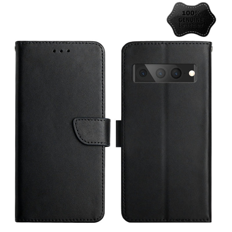 For Google Pixel 7 Pro Genuine Leather Fingerprint-proof Horizontal Flip Phone Case(Black) - Google Cases by buy2fix | Online Shopping UK | buy2fix