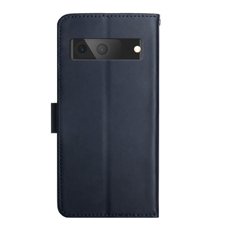 For Google Pixel 7 Genuine Leather Fingerprint-proof Horizontal Flip Phone Case(Blue) - Google Cases by buy2fix | Online Shopping UK | buy2fix