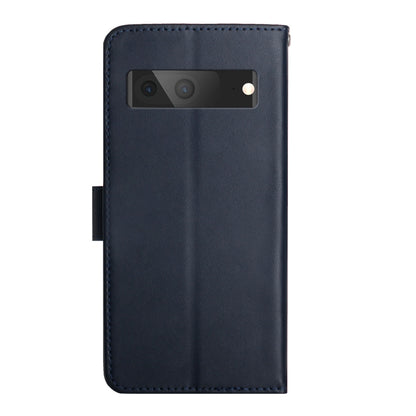 For Google Pixel 7 Genuine Leather Fingerprint-proof Horizontal Flip Phone Case(Blue) - Google Cases by buy2fix | Online Shopping UK | buy2fix