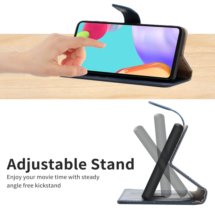 For Google Pixel 7 Genuine Leather Fingerprint-proof Horizontal Flip Phone Case(Blue) - Google Cases by buy2fix | Online Shopping UK | buy2fix