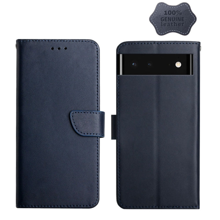 For Google Xperia 6 Genuine Leather Fingerprint-proof Horizontal Flip Phone Case(Blue) - Google Cases by buy2fix | Online Shopping UK | buy2fix