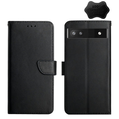 For Google Pixel 6a Genuine Leather Fingerprint-proof Horizontal Flip Phone Case(Black) - Google Cases by buy2fix | Online Shopping UK | buy2fix