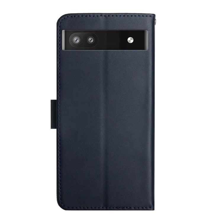 For Google Pixel 6a Genuine Leather Fingerprint-proof Horizontal Flip Phone Case(Blue) - Google Cases by buy2fix | Online Shopping UK | buy2fix