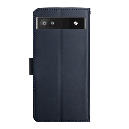 For Google Pixel 6a Genuine Leather Fingerprint-proof Horizontal Flip Phone Case(Blue) - Google Cases by buy2fix | Online Shopping UK | buy2fix