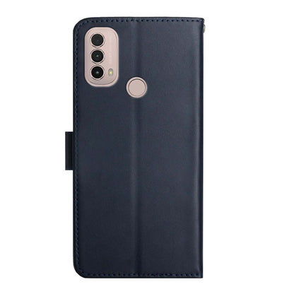 For Motorola Moto E40 Genuine Leather Fingerprint-proof Horizontal Flip Phone Case(Blue) - Motorola Cases by buy2fix | Online Shopping UK | buy2fix