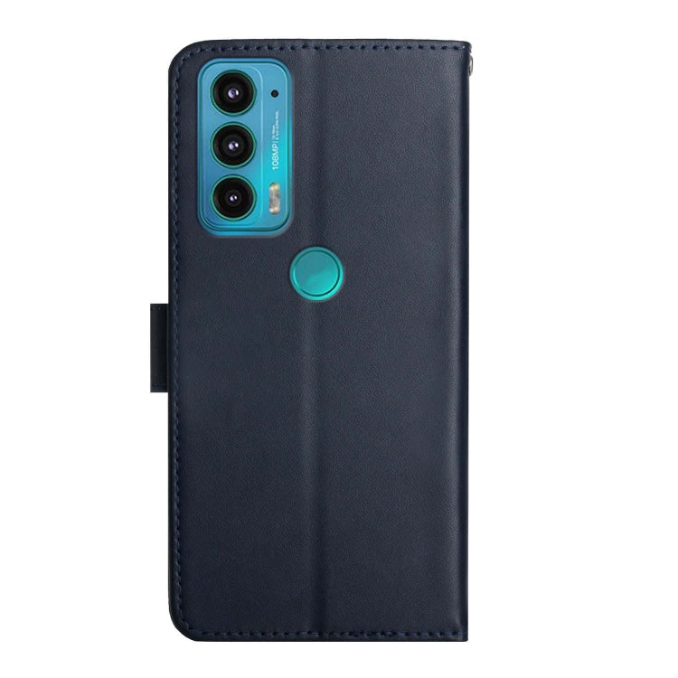 For Motorola Moto Edge 20 Genuine Leather Fingerprint-proof Horizontal Flip Phone Case(Blue) - Motorola Cases by buy2fix | Online Shopping UK | buy2fix