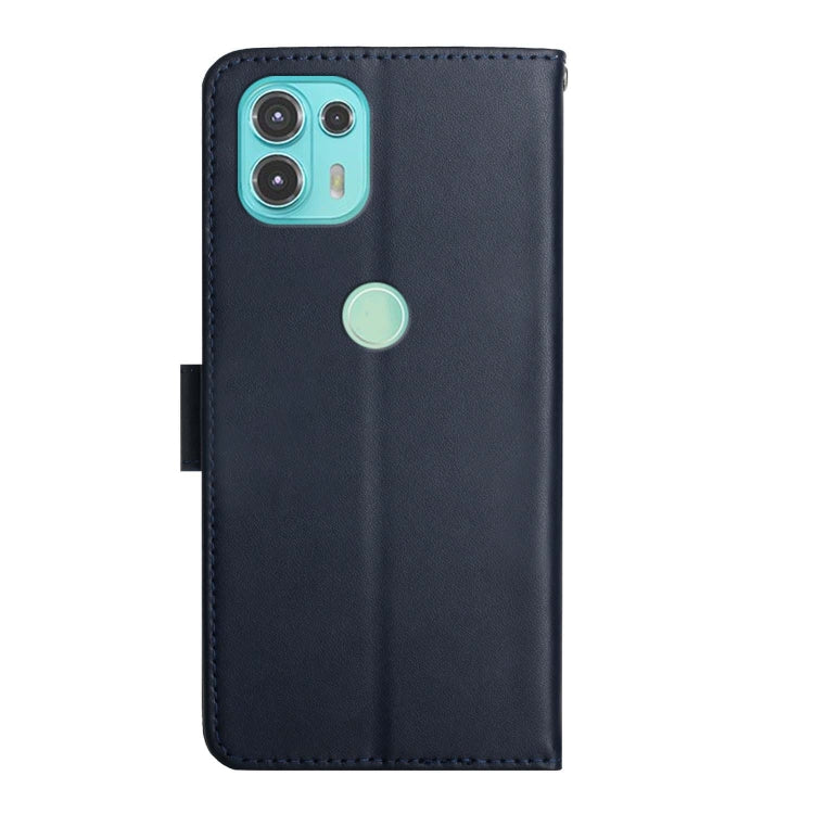 For Motorola Moto Edge 20 Lite Genuine Leather Fingerprint-proof Horizontal Flip Phone Case(Blue) - Motorola Cases by buy2fix | Online Shopping UK | buy2fix