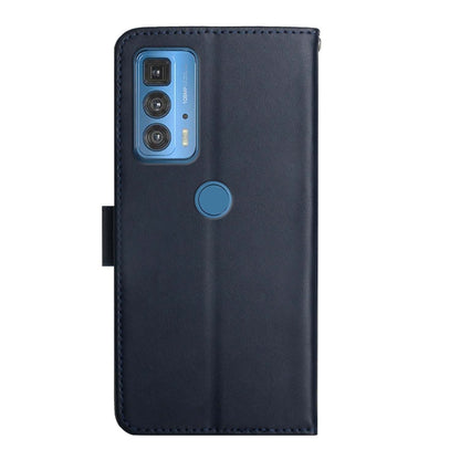 For Motorola Moto Edge 20 Pro Genuine Leather Fingerprint-proof Horizontal Flip Phone Case(Blue) - Motorola Cases by buy2fix | Online Shopping UK | buy2fix
