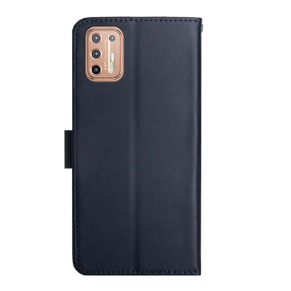 For Motorola Moto G9 Plus Genuine Leather Fingerprint-proof Horizontal Flip Phone Case(Blue) - Motorola Cases by buy2fix | Online Shopping UK | buy2fix