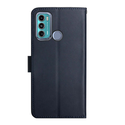 For Motorola Moto G60 Genuine Leather Fingerprint-proof Horizontal Flip Phone Case(Blue) - Motorola Cases by buy2fix | Online Shopping UK | buy2fix