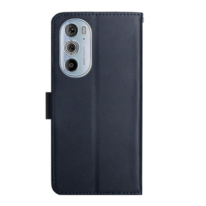 For Motorola Edge 30 Pro Genuine Leather Fingerprint-proof Horizontal Flip Phone Case(Blue) - Motorola Cases by buy2fix | Online Shopping UK | buy2fix
