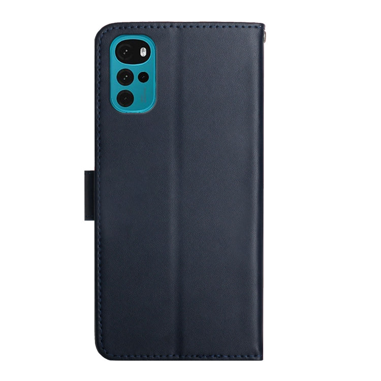 For Motorola Moto G22 Genuine Leather Fingerprint-proof Horizontal Flip Phone Case(Blue) - Motorola Cases by buy2fix | Online Shopping UK | buy2fix