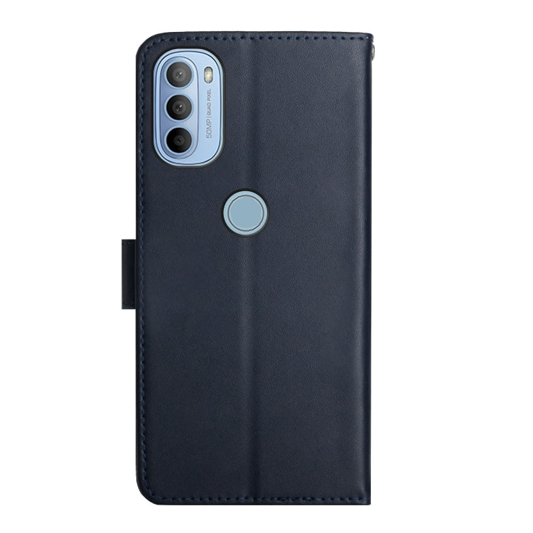 For Motorola Moto G51 5G Genuine Leather Fingerprint-proof Horizontal Flip Phone Case(Blue) - Motorola Cases by buy2fix | Online Shopping UK | buy2fix