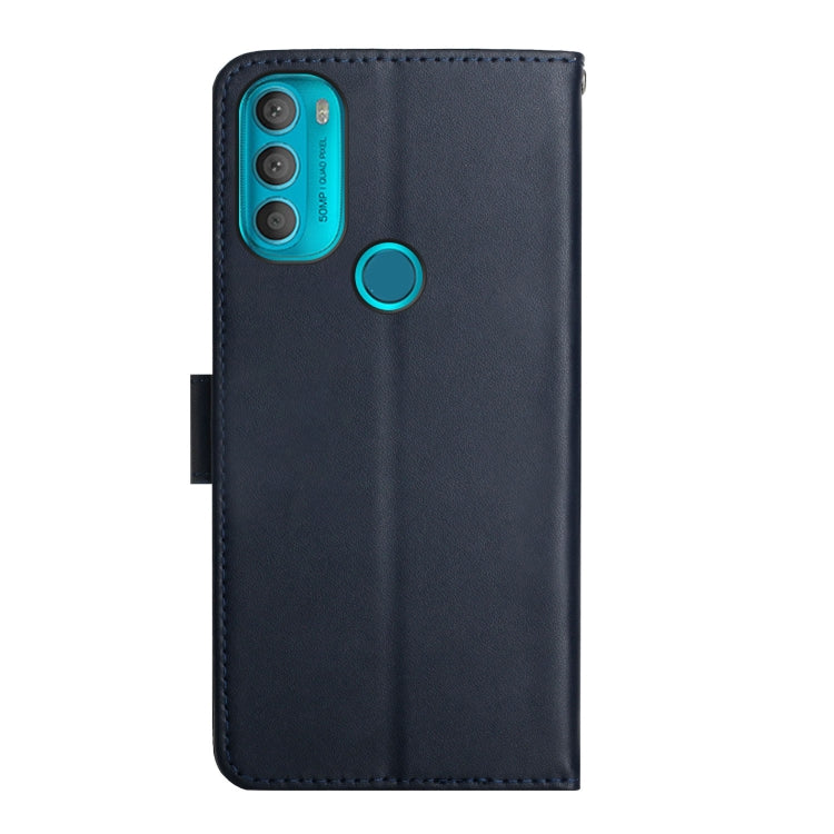 For Motorola Moto G71 5G Genuine Leather Fingerprint-proof Horizontal Flip Phone Case(Blue) - Motorola Cases by buy2fix | Online Shopping UK | buy2fix