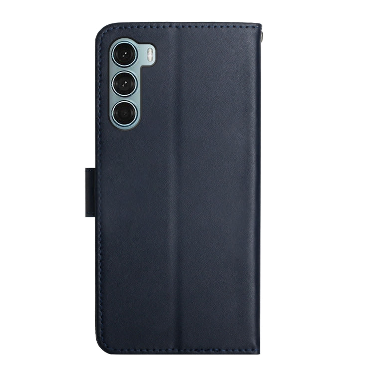For Motorola Moto G200 5G Genuine Leather Fingerprint-proof Horizontal Flip Phone Case(Blue) - Motorola Cases by buy2fix | Online Shopping UK | buy2fix