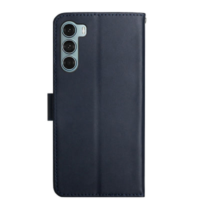 For Motorola Moto G200 5G Genuine Leather Fingerprint-proof Horizontal Flip Phone Case(Blue) - Motorola Cases by buy2fix | Online Shopping UK | buy2fix