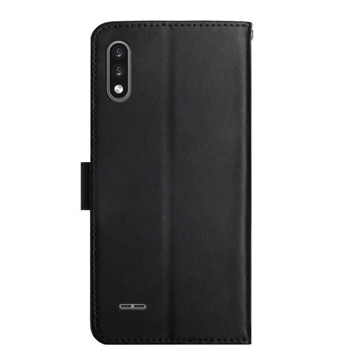 For LG K22 Genuine Leather Fingerprint-proof Flip Phone Case(Black) - LG Cases by buy2fix | Online Shopping UK | buy2fix