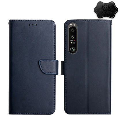 For Sony Xperia 1 III Genuine Leather Fingerprint-proof Flip Phone Case(Blue) - Sony Cases by buy2fix | Online Shopping UK | buy2fix