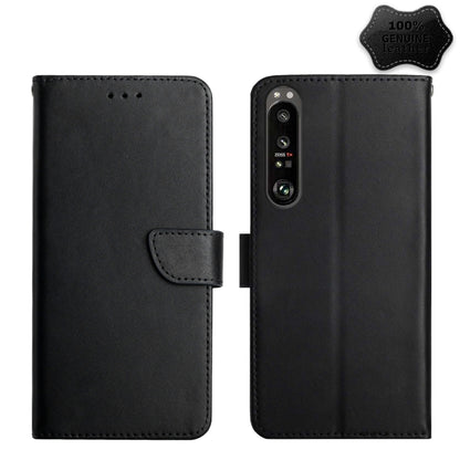 For Sony Xperia 5 III Genuine Leather Fingerprint-proof Flip Phone Case(Black) - Sony Cases by buy2fix | Online Shopping UK | buy2fix
