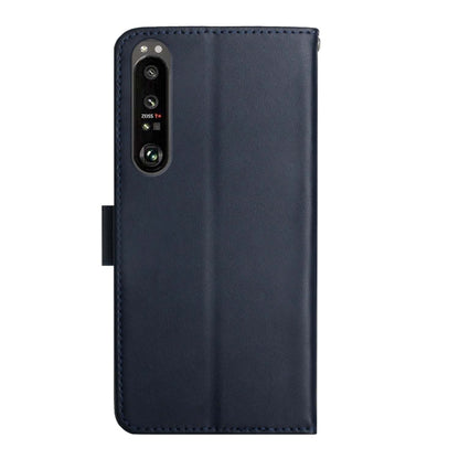 For Sony Xperia 5 III Genuine Leather Fingerprint-proof Flip Phone Case(Blue) - Sony Cases by buy2fix | Online Shopping UK | buy2fix