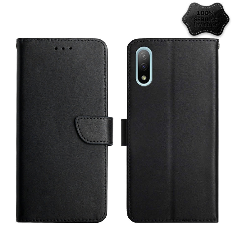 For Sony Xperia Ace II Genuine Leather Fingerprint-proof Flip Phone Case(Black) - Sony Cases by buy2fix | Online Shopping UK | buy2fix