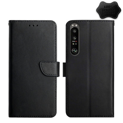 For Sony Xperia 1 IV Genuine Leather Fingerprint-proof Flip Phone Case(Black) - Sony Cases by buy2fix | Online Shopping UK | buy2fix