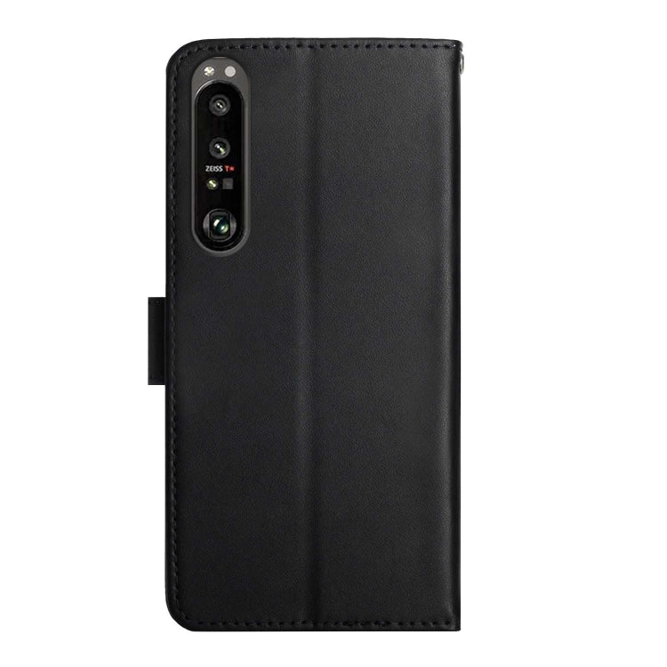For Sony Xperia 1 IV Genuine Leather Fingerprint-proof Flip Phone Case(Black) - Sony Cases by buy2fix | Online Shopping UK | buy2fix