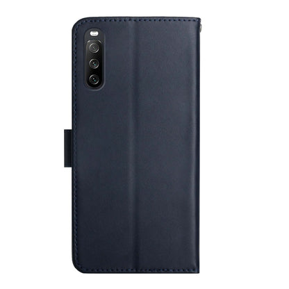 For Sony Xperia 10 IV Genuine Leather Fingerprint-proof Flip Phone Case(Blue) - Sony Cases by buy2fix | Online Shopping UK | buy2fix