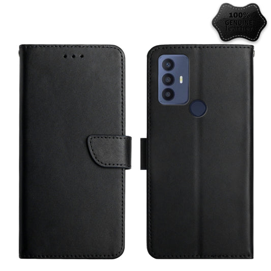 For Sharp Aquos V6 / V6 Plus Genuine Leather Fingerprint-proof Flip Phone Case(Black) - More Brand by buy2fix | Online Shopping UK | buy2fix