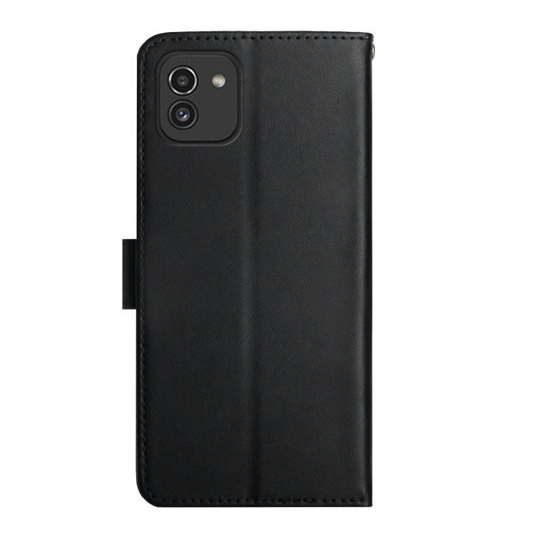 For Samsung Galaxy A03 164mm Genuine Leather Fingerprint-proof Horizontal Flip Phone Case(Black) - Galaxy Phone Cases by buy2fix | Online Shopping UK | buy2fix