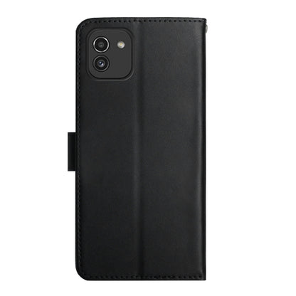 For Samsung Galaxy A03 164mm Genuine Leather Fingerprint-proof Horizontal Flip Phone Case(Black) - Galaxy Phone Cases by buy2fix | Online Shopping UK | buy2fix