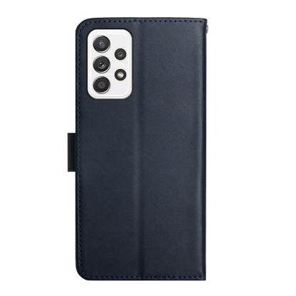 For Samsung Galaxy A73 5G Genuine Leather Fingerprint-proof Horizontal Flip Phone Case(Blue) - Galaxy Phone Cases by buy2fix | Online Shopping UK | buy2fix