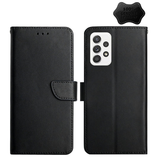 For Samsung Galaxy A23 Genuine Leather Fingerprint-proof Horizontal Flip Phone Case(Black) - Galaxy Phone Cases by buy2fix | Online Shopping UK | buy2fix
