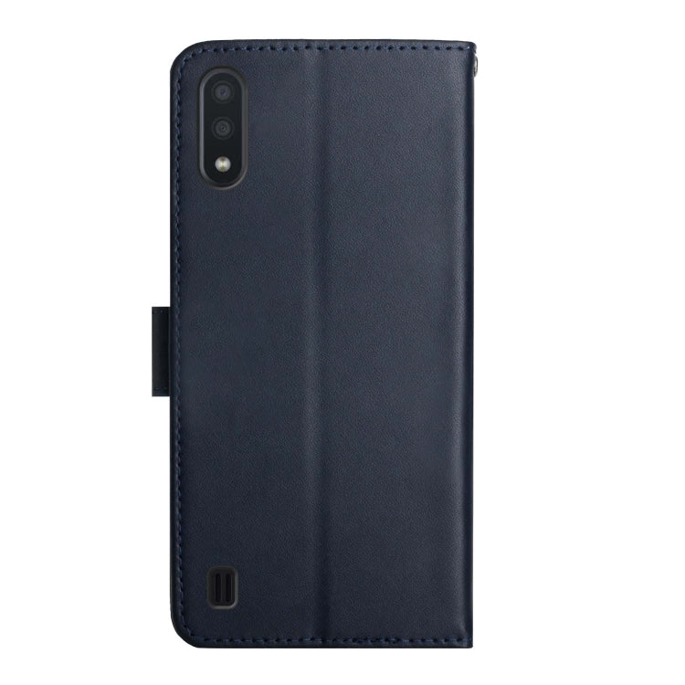 For Samsung Galaxy A01 Genuine Leather Fingerprint-proof Horizontal Flip Phone Case(Blue) - Galaxy Phone Cases by buy2fix | Online Shopping UK | buy2fix