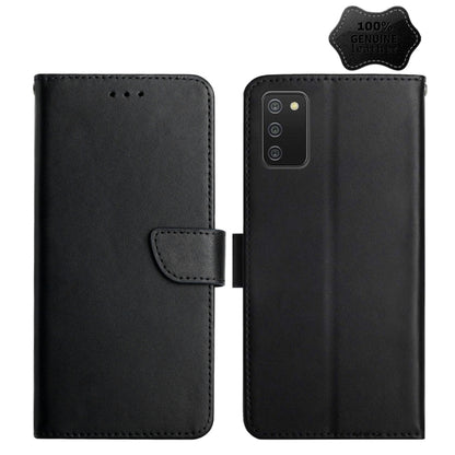 For Samsung Galaxy A02s Genuine Leather Fingerprint-proof Horizontal Flip Phone Case(Black) - Galaxy Phone Cases by buy2fix | Online Shopping UK | buy2fix