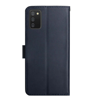 For Samsung Galaxy A02s Genuine Leather Fingerprint-proof Horizontal Flip Phone Case(Blue) - Galaxy Phone Cases by buy2fix | Online Shopping UK | buy2fix