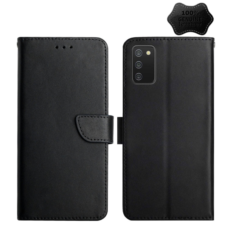 For Samsung Galaxy A03s Genuine Leather Fingerprint-proof Horizontal Flip Phone Case(Black) - Galaxy Phone Cases by buy2fix | Online Shopping UK | buy2fix